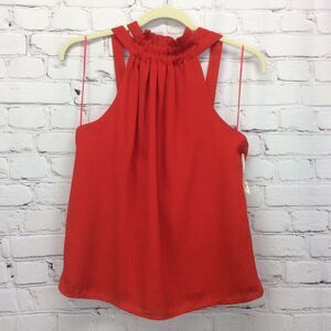 Love In Women’s Size M Halter Top Red Sleeveless Gathered Neckline Back Zipper